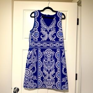 Blue and white dress